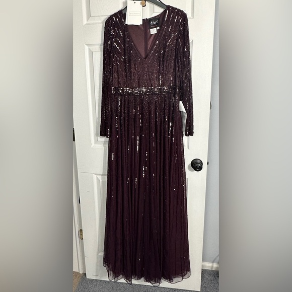 MacDuggal 4977 formal gown in mulberry, size 12, wedding, evening - Picture 2 of 16